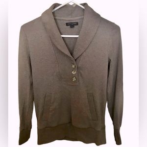 Banana Republic Shawl Collar Sweatshirt Heathered Brown
